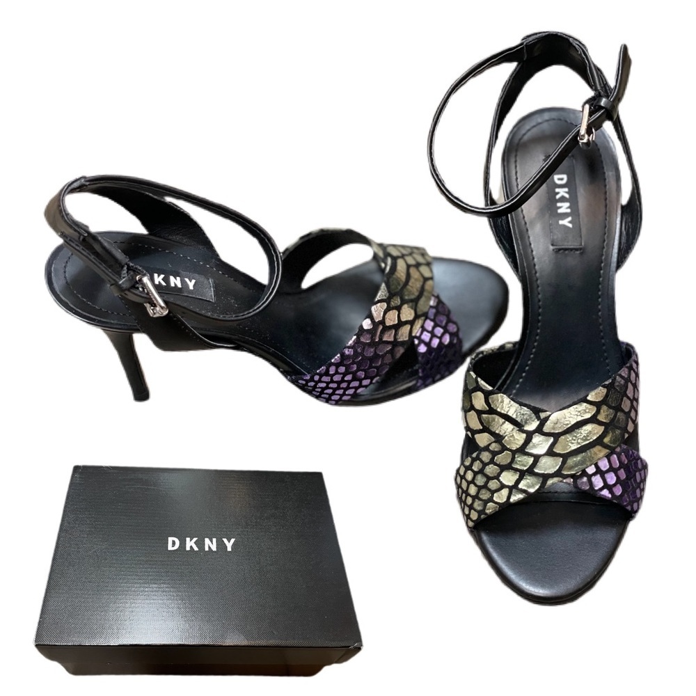 DKNY Ivy Leather Open Toe Ankle Strap Sandal